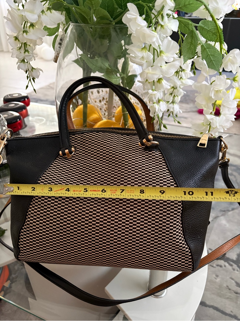 Coach Black Tote with Gold Woven Front Panel - Picture 4 of 7